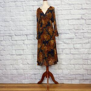 Antik Batik Mony Navy Blue Floral Midi Dress